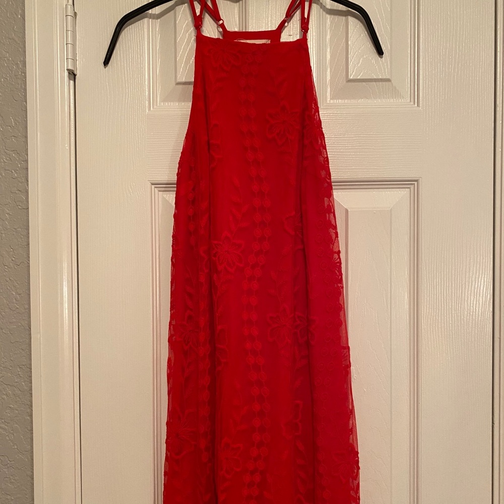 Multi Layered Red Floral Tank Top Dress